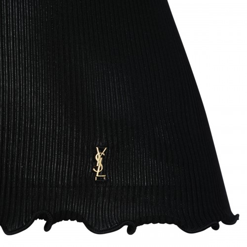 BLACK SILK LONG SLEEVED TOP