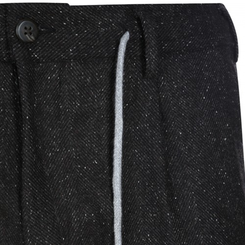 DARK BROWN WOOL BLEND PANTS