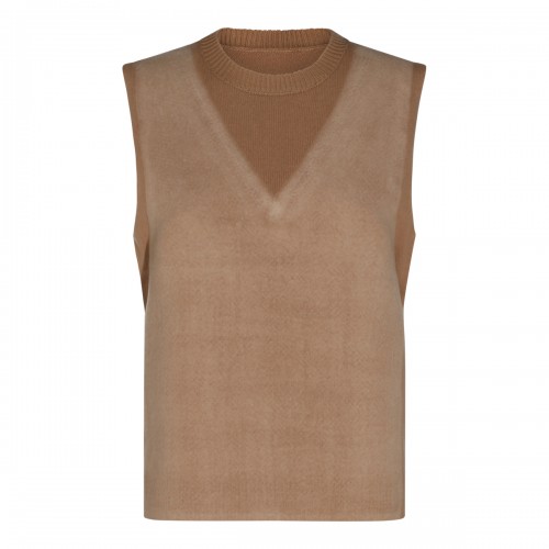 CAMEL VIRGIN WOOL VEST SWEATER