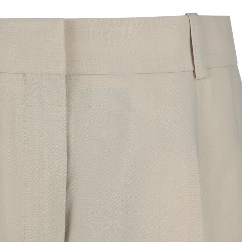 OVERCAST BEIGE VISCOSE AND WOOL BLEND TAILORED SHORTS