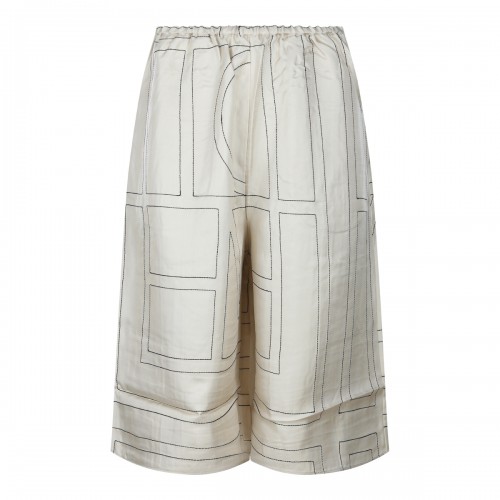 IVORY SILK MONOGRAM BERMUDA...