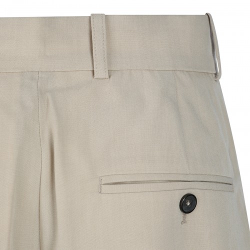 OVERCAST BEIGE VISCOSE AND WOOL BLEND TAILORED SHORTS