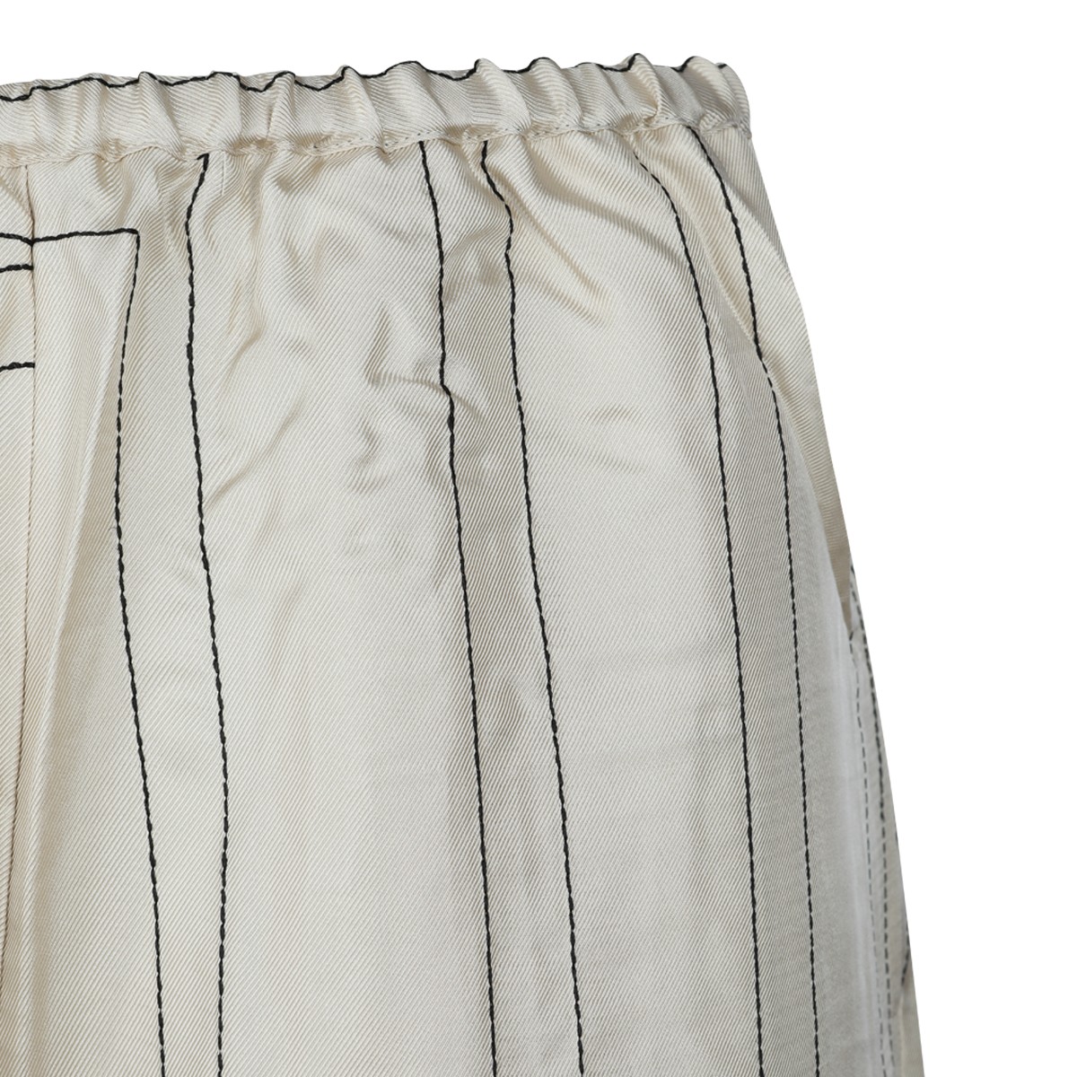 IVORY SILK MONOGRAM BERMUDA SHORTS