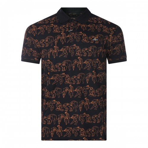 BLACK AND ORANGE COTTON...