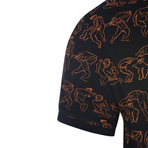 BLACK AND ORANGE COTTON CALSSIC POLO SHIRT