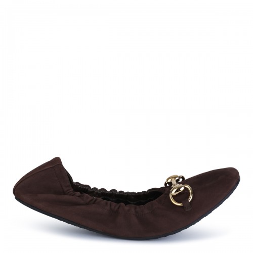 CHOCOLATE LEATHER PRIMA FLATS