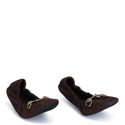 CHOCOLATE LEATHER PRIMA FLATS
