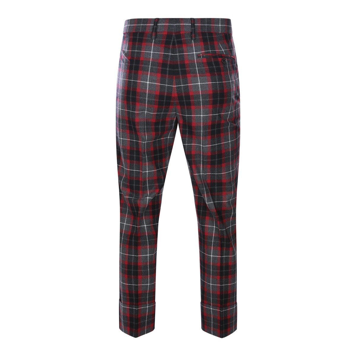 CHARCOAL AND RED VIRGIN WOOL STRETCH...
