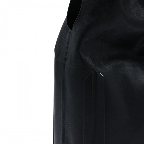 BLACK LEATHER BOX BAG MEDIUM SHOULDER BAG