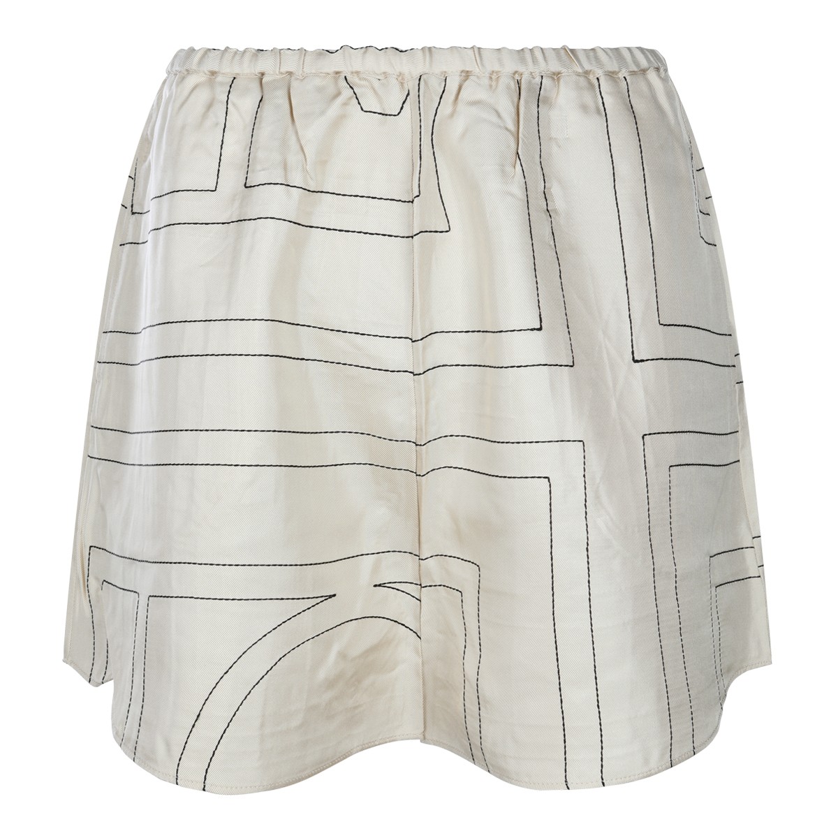 IVORY SILK MONOGRAM PIJAMA SHORTS