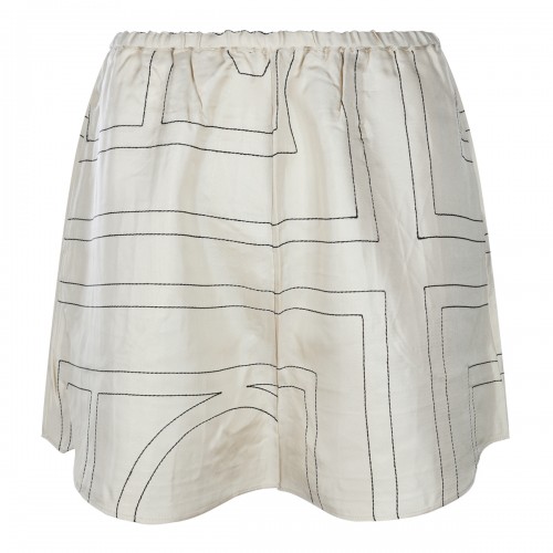 IVORY SILK MONOGRAM PIJAMA SHORTS