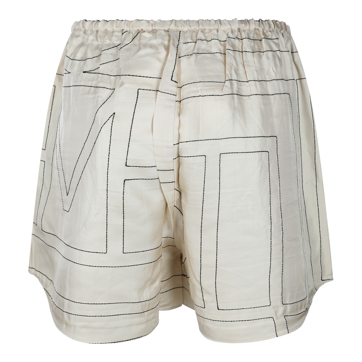 IVORY SILK MONOGRAM PIJAMA SHORTS