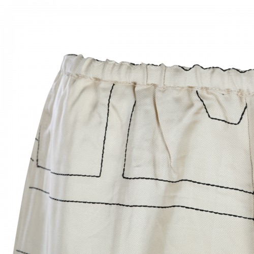 IVORY SILK MONOGRAM PIJAMA SHORTS