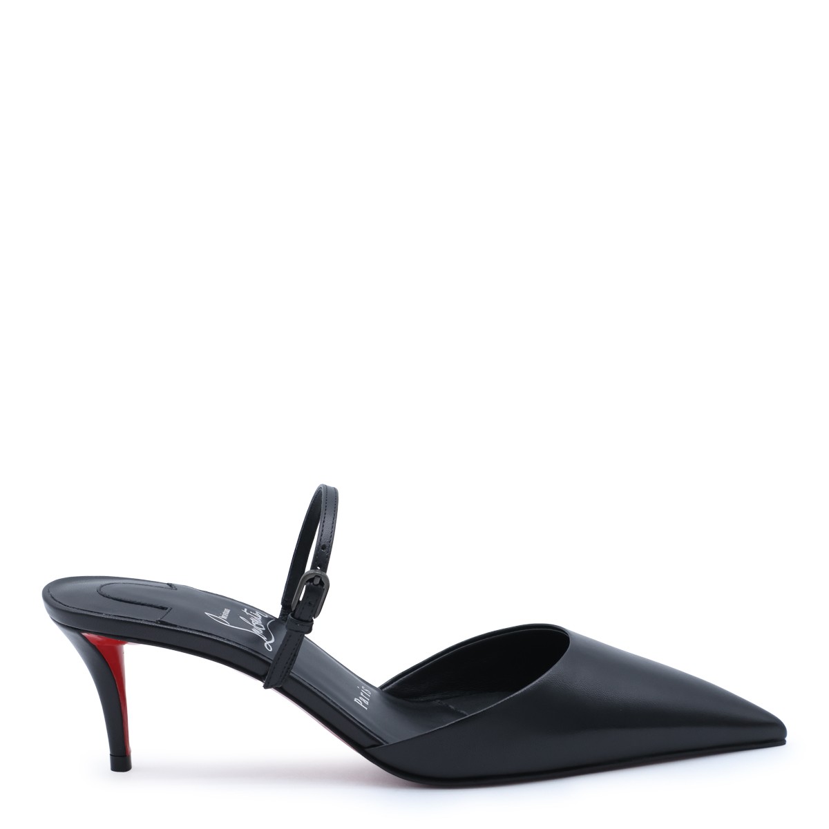 BLACK LEATHER MILENA MULE PUMPS