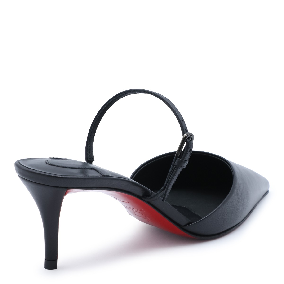 BLACK LEATHER MILENA MULE PUMPS
