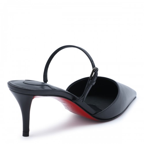 BLACK LEATHER MILENA MULE PUMPS