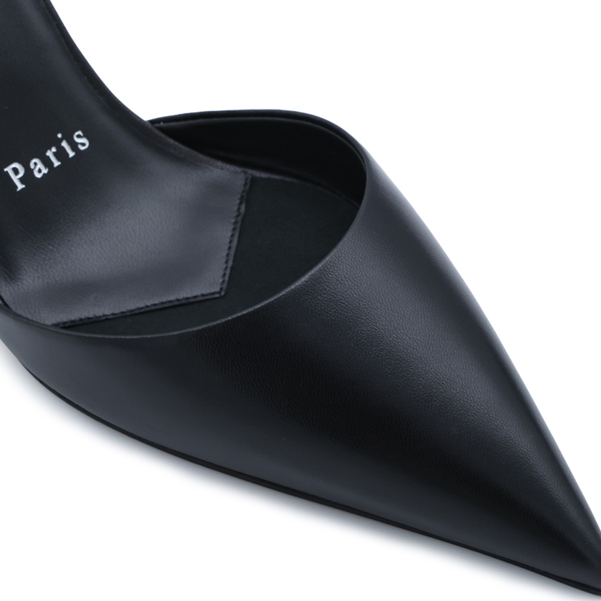 BLACK LEATHER MILENA MULE PUMPS
