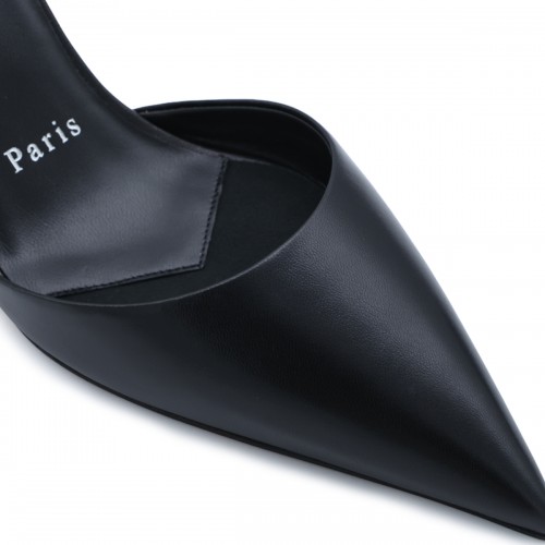 BLACK LEATHER MILENA MULE PUMPS
