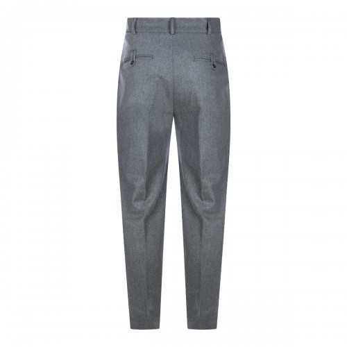 MID GREY WOOL AND CASHMERE BLEND TROUSERS