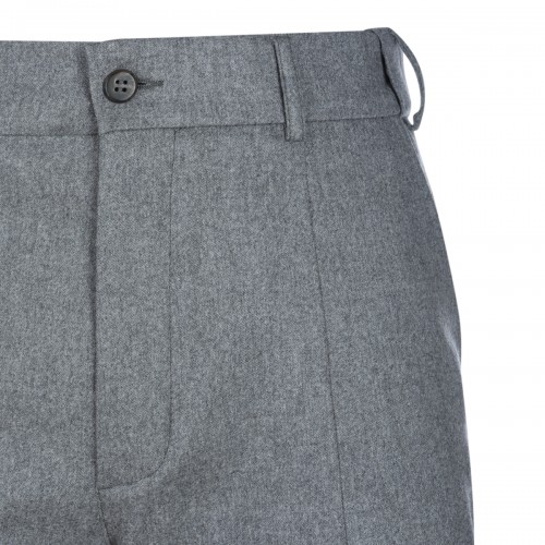 MID GREY WOOL AND CASHMERE BLEND TROUSERS