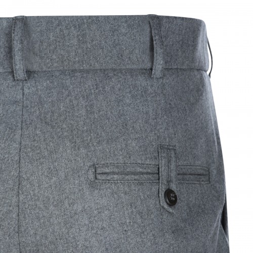 MID GREY WOOL AND CASHMERE BLEND TROUSERS