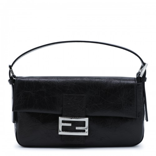 BLACK LEATHER BAGUETTE SHOULDER BAG