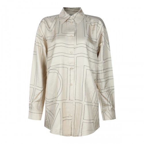 IVORY SILK MONOGRAM SHIRT