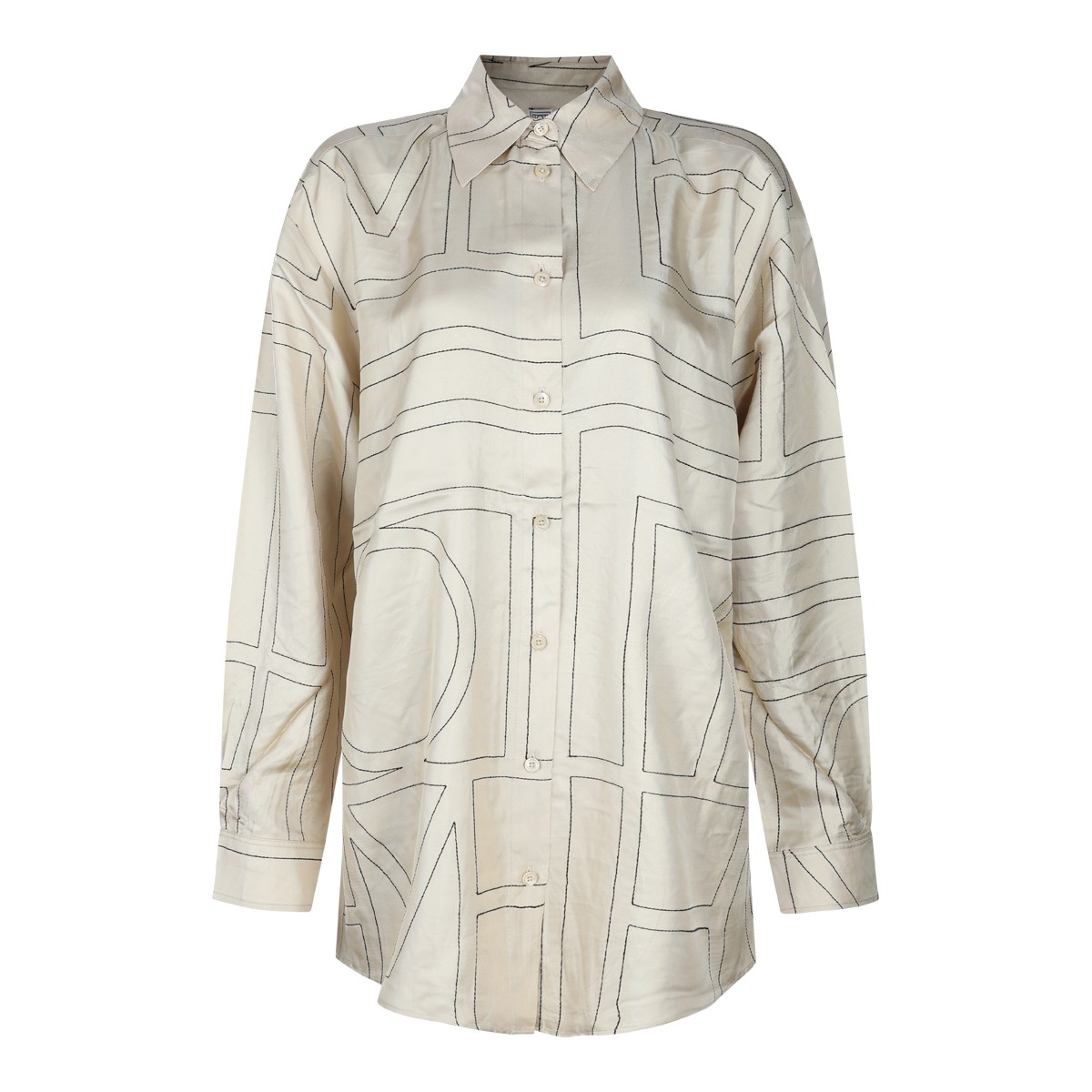 IVORY SILK MONOGRAM SHIRT