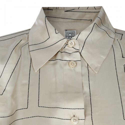 IVORY SILK MONOGRAM SHIRT
