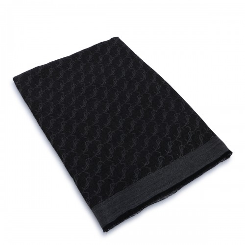 BLACK WOOL AND SILK SCARF