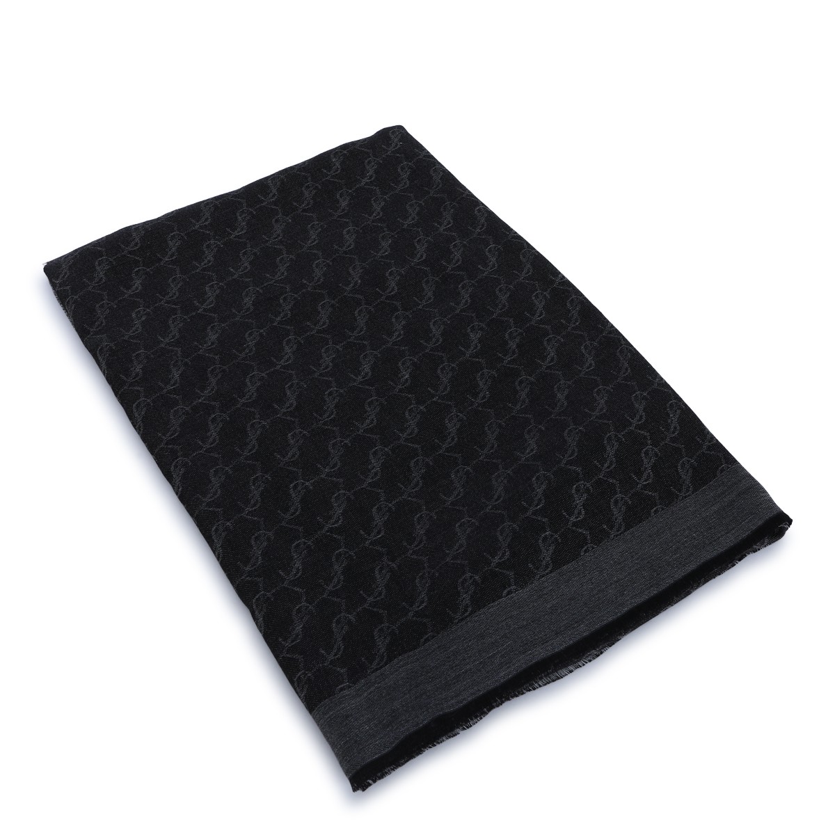 BLACK WOOL AND SILK SCARF