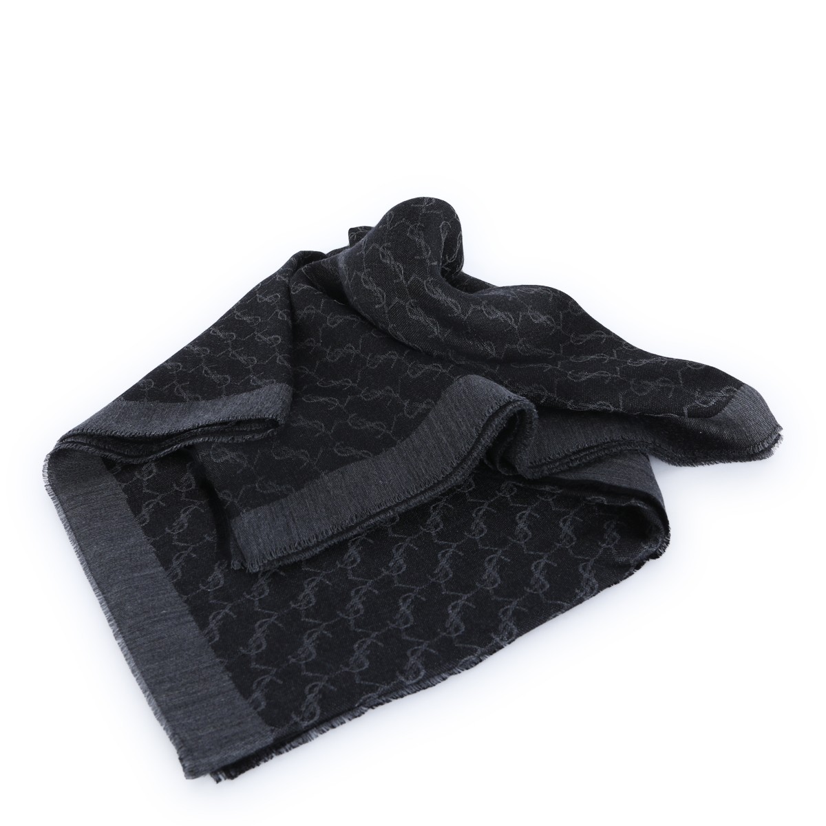 BLACK WOOL AND SILK SCARF