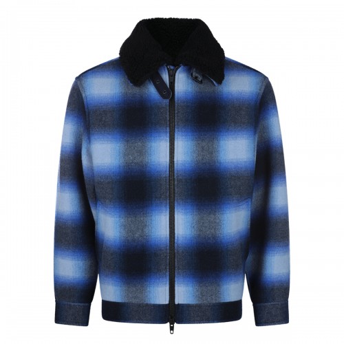 BLUE AND BLACK WOOL CHECK...