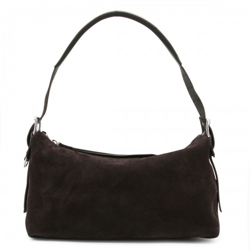 DARK BROWN LEATHER BAGUETTE SHOULDER BAG
