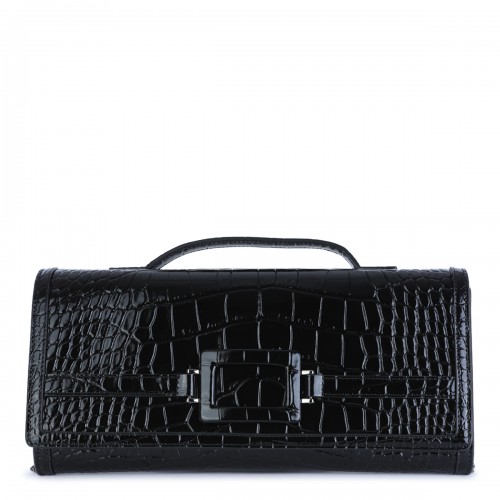 BLACK LEATHER CLUTCH