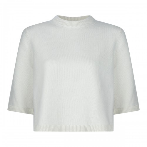 WHITE CASHMERE CROPPED SWEATER