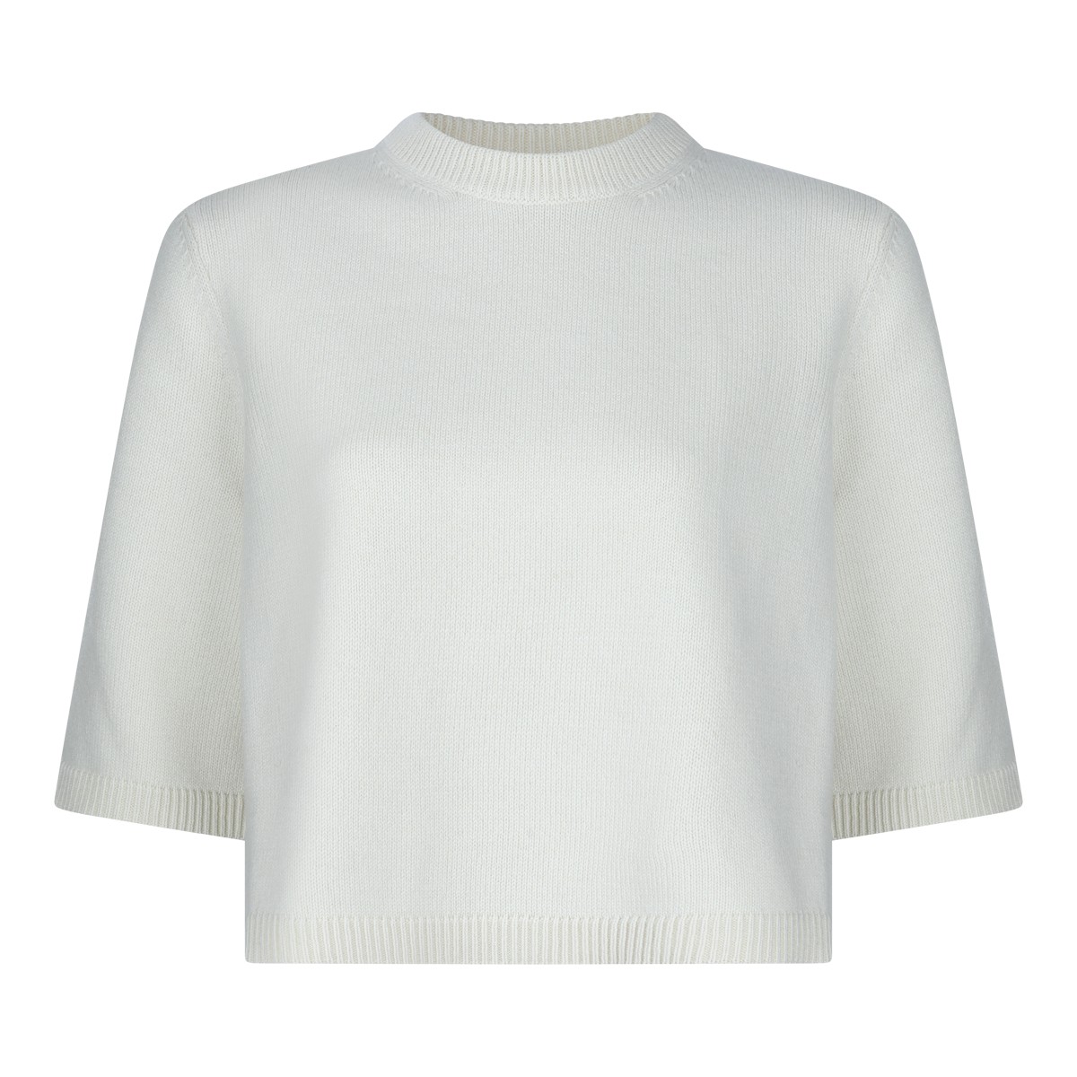 WHITE CASHMERE CROPPED SWEATER