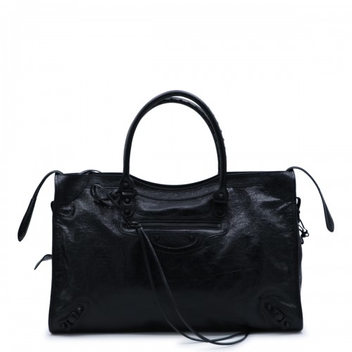 BLACK LEATHER LE CITY TOP HANDLE BAG