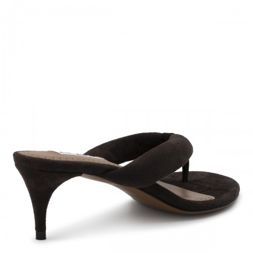 BRUN FUME LEATHER PADDED SANDALS