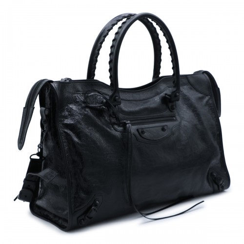 BLACK LEATHER LE CITY TOP HANDLE BAG