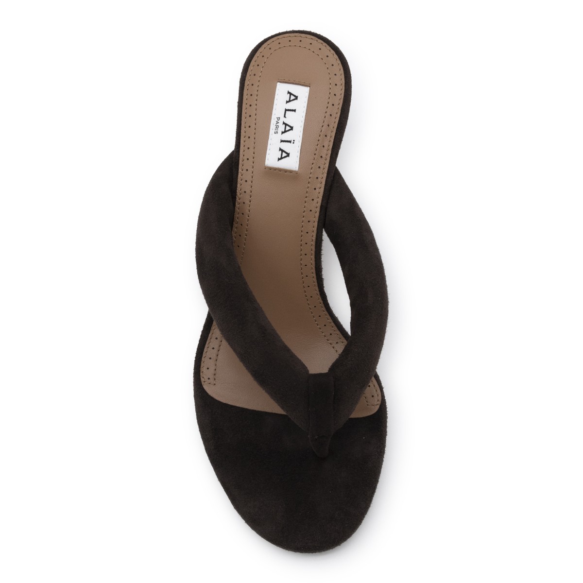 BRUN FUME LEATHER PADDED SANDALS