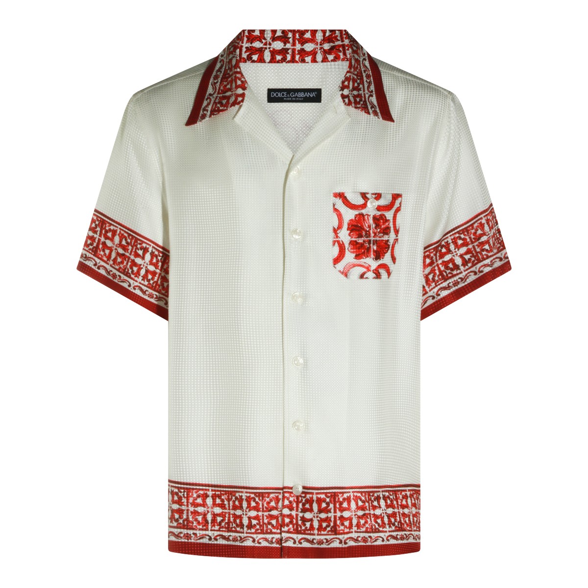 RED AND WHITE SILK MAIOLICA SHIRT