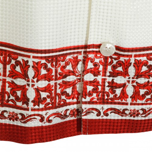 RED AND WHITE SILK MAIOLICA SHIRT