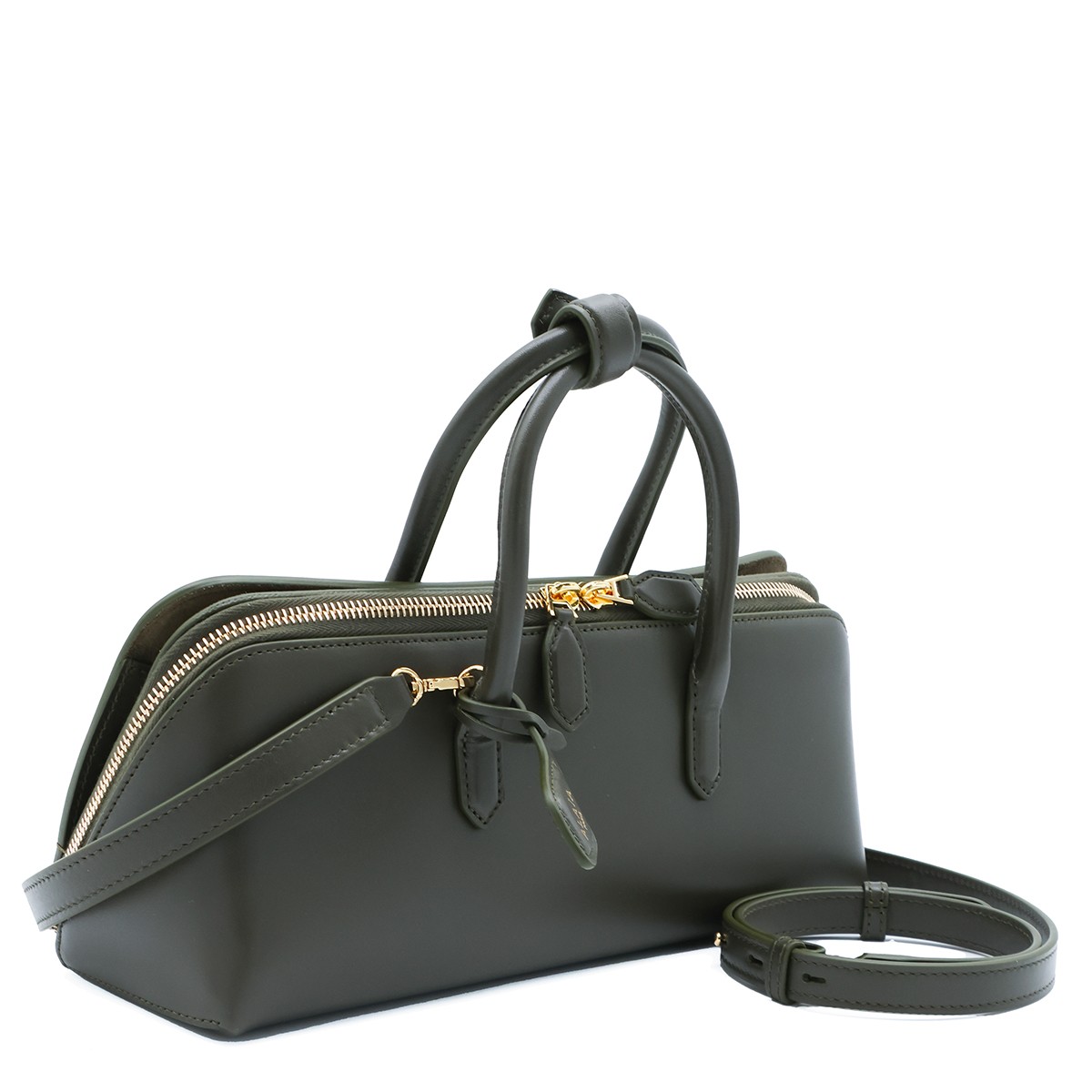 DARK GREEN LEATHER DELTA SMALL TOP...
