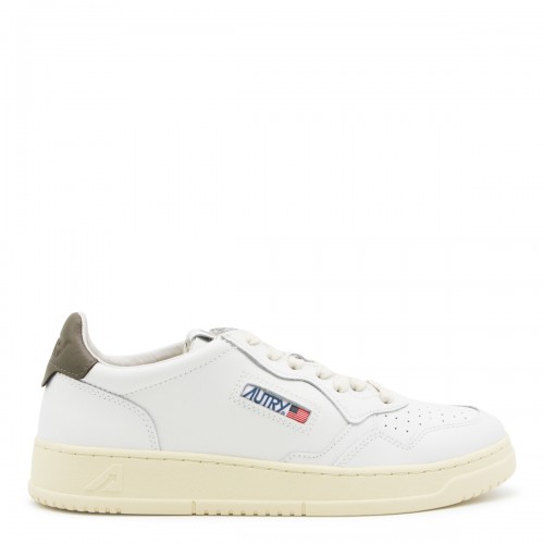 WHITE AND BROWN LEATHER MEDALIST SNEAKERS