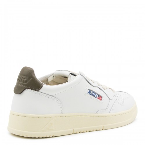 WHITE AND BROWN LEATHER MEDALIST SNEAKERS