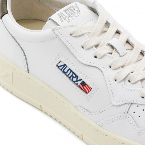 WHITE AND BROWN LEATHER MEDALIST SNEAKERS