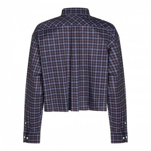 BROWN AND BLUE COTTON SHIRT