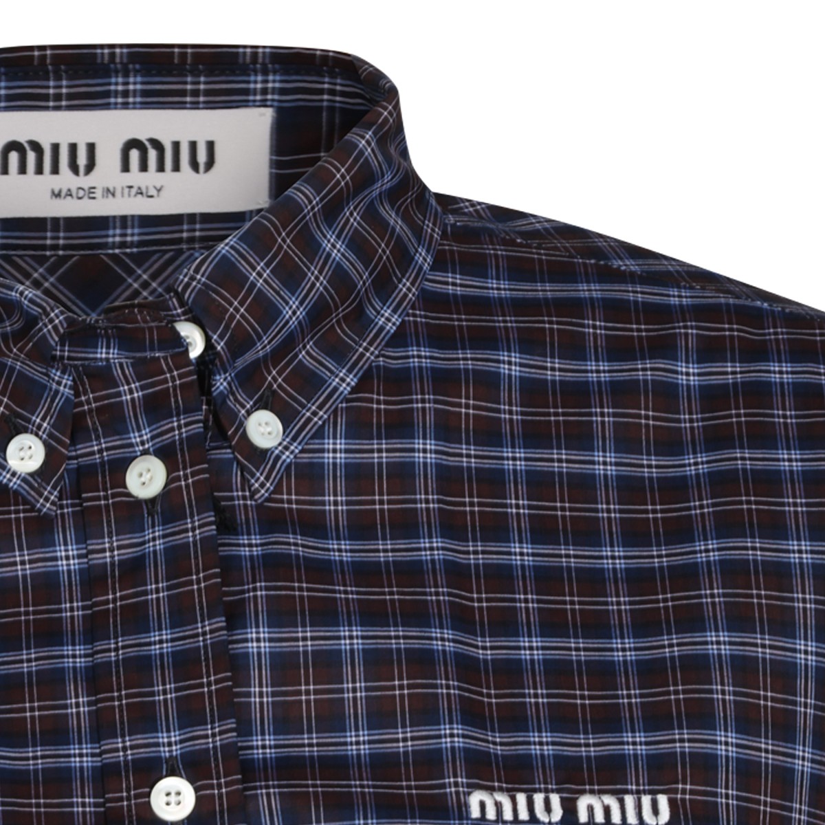 BROWN AND BLUE COTTON SHIRT