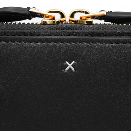 BLACK LEATHER DELTA SMALL TOP HANDLE BAG